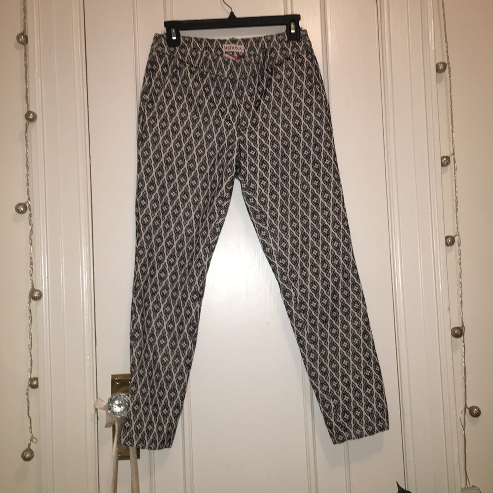 Embroidered straight leg pants